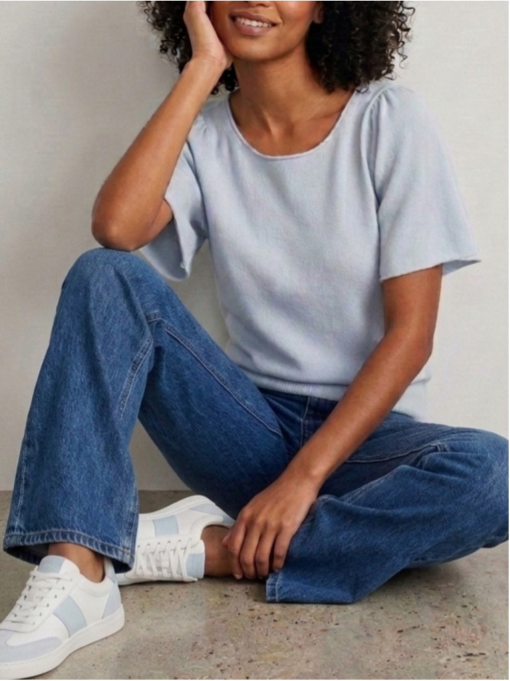 Anthropologie Maeve Serena Cashmere Sweater Tee Size XSmall NWT Flutter Sleeve